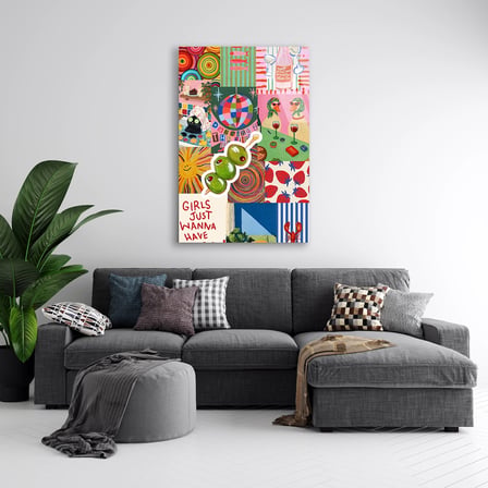 Renkli Kolaj Karışık Cam Tablo 35x50 cm
