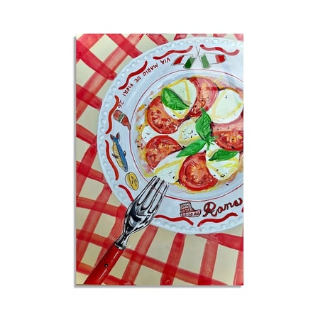 Caprese Salata Tabağı Cam Tablo 35x50 cm