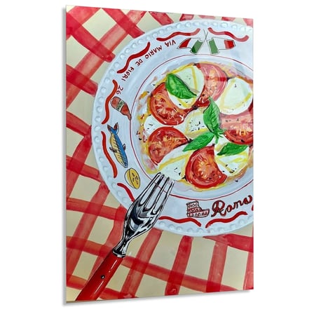 Caprese Salata Tabağı Cam Tablo 35x50 cm