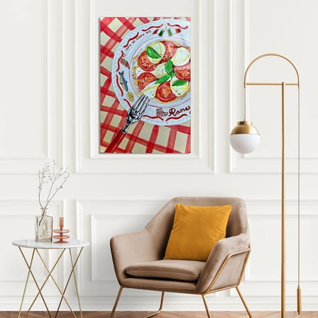 Caprese Salata Tabağı Cam Tablo 35x50 cm