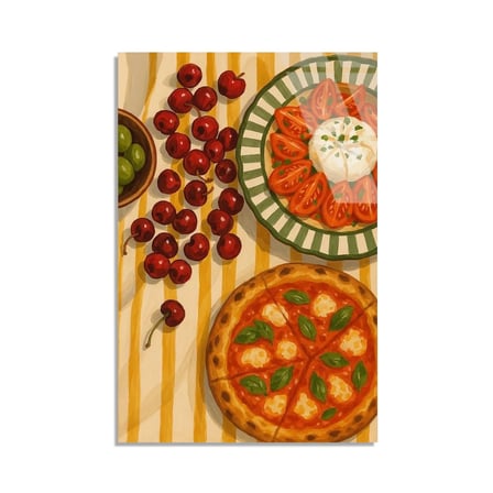 Pizza Ve Domates Masası Cam Tablo 35x50 cm