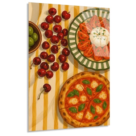 Pizza Ve Domates Masası Cam Tablo 35x50 cm