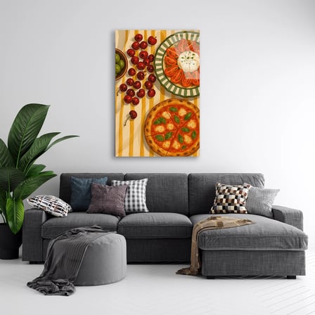 Pizza Ve Domates Masası Cam Tablo 35x50 cm