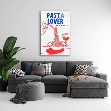 Makarna Severler Posteri Cam Tablo 35x50 cm