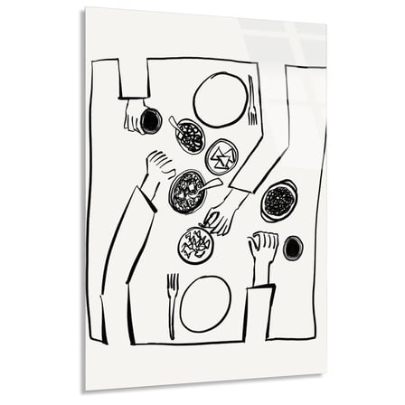 Yemek Masası Line Art Cam Tablo 35x50 cm