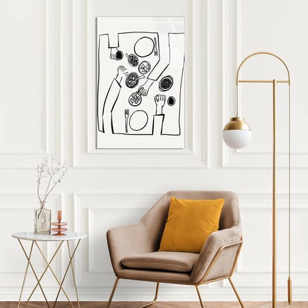Yemek Masası Line Art Cam Tablo 35x50 cm