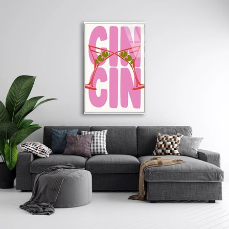 Çın Çın Kokteyl Yazı Cam Tablo 35x50 cm