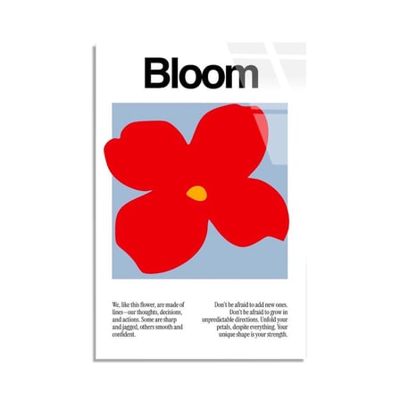 Kırmızı Çiçek Bloom Posteri Cam Tablo 35x50 cm