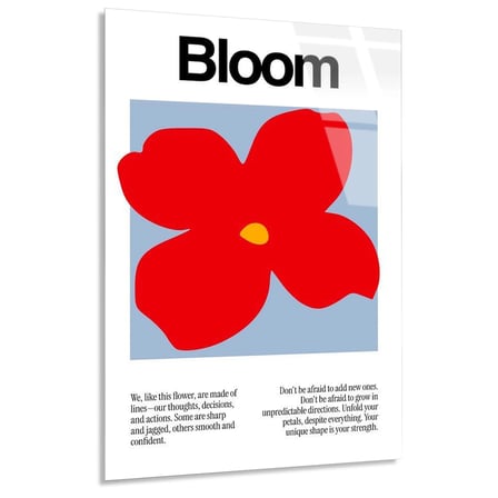 Kırmızı Çiçek Bloom Posteri Cam Tablo 35x50 cm