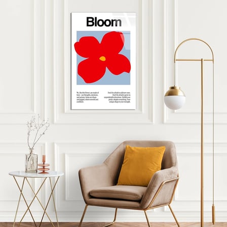 Kırmızı Çiçek Bloom Posteri Cam Tablo 35x50 cm