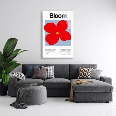 Kırmızı Çiçek Bloom Posteri Cam Tablo 35x50 cm