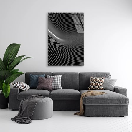 Siyah Beyaz Çizgiler Cam Tablo 35x50 cm