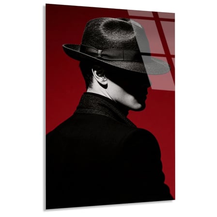 Şapkalı Erkek Silueti Cam Tablo 35x50 cm