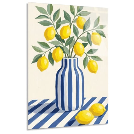 Vazoda Limon Dalları Cam Tablo 35x50 cm