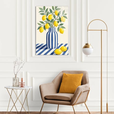 Vazoda Limon Dalları Cam Tablo 35x50 cm