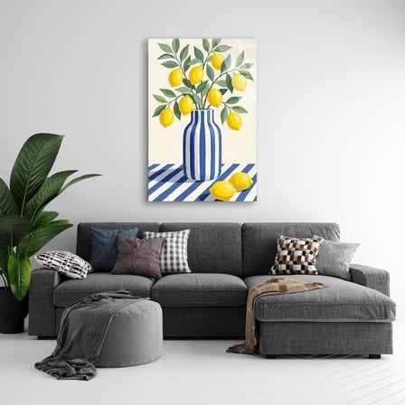 Vazoda Limon Dalları Cam Tablo 35x50 cm