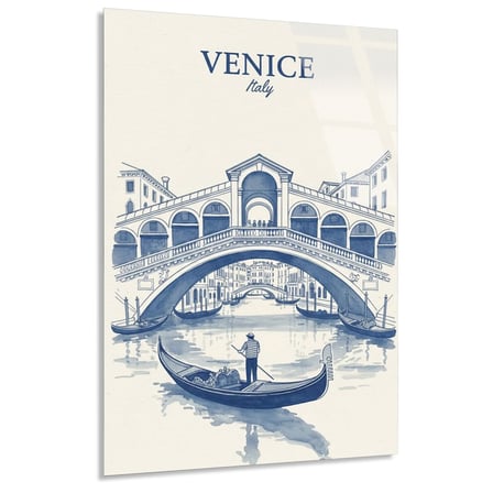 Venedik Rialto Köprüsü Cam Tablo 35x50 cm