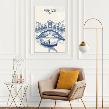 Venedik Rialto Köprüsü Cam Tablo 35x50 cm