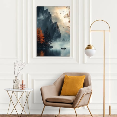 Dağ Gölü Sisli Manzara Cam Tablo 35x50 cm