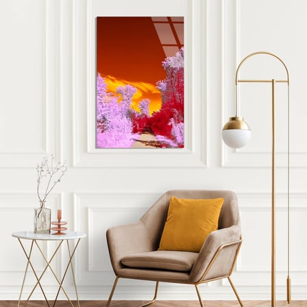 Pembe Kızılötesi Orman Cam Tablo 35x50 cm