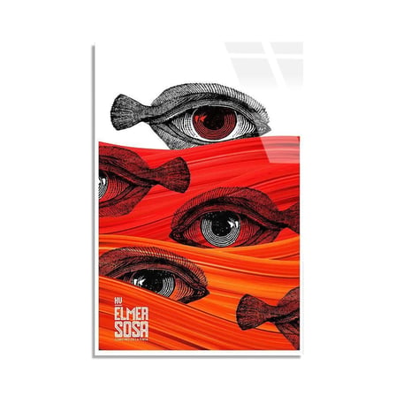 Gözler Ve Balıklar Cam Tablo 35x50 cm