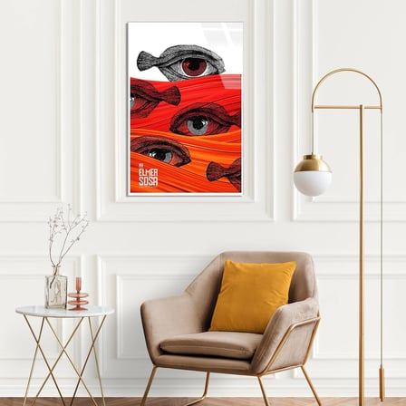 Gözler Ve Balıklar Cam Tablo 35x50 cm