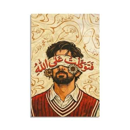 İslami Hat Erkek Portre Cam Tablo 35x50 cm