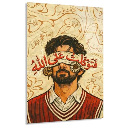 İslami Hat Erkek Portre Cam Tablo 35x50 cm