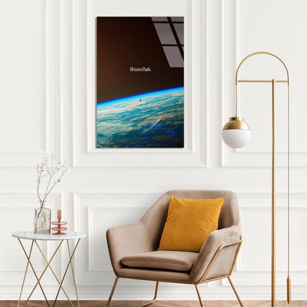 Uzaydan Dünya Bismillah Cam Tablo 35x50 cm