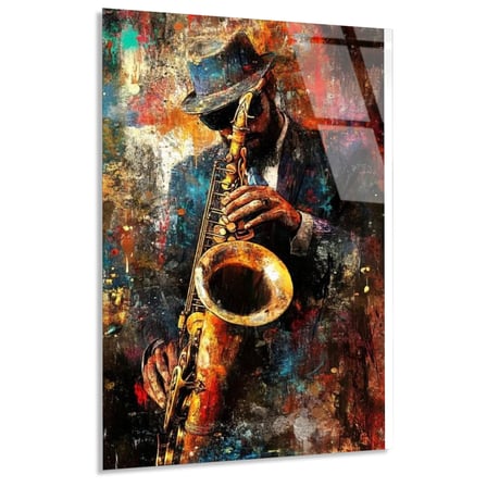 Saksafoncu Caz Cam Tablo 35x50 cm