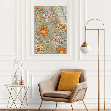 Papatya Çiçek Deseni Cam Tablo 35x50 cm