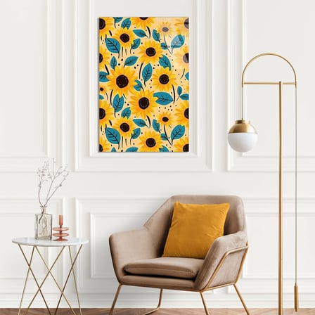 Ayçiçeği Deseni Cam Tablo 35x50 cm