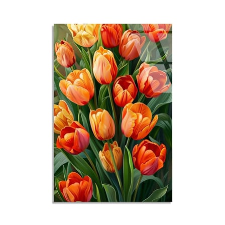 Laleler Cam Tablo 35x50 cm