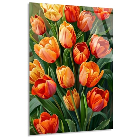 Laleler Cam Tablo 35x50 cm