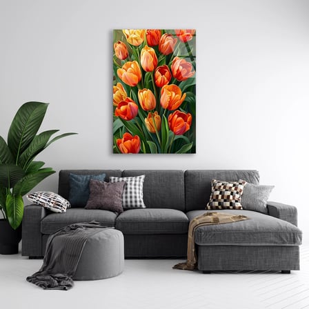 Laleler Cam Tablo 35x50 cm