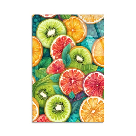 Narenciye Meyve Deseni Cam Tablo 35x50 cm