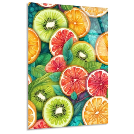 Narenciye Meyve Deseni Cam Tablo 35x50 cm