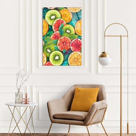 Narenciye Meyve Deseni Cam Tablo 35x50 cm