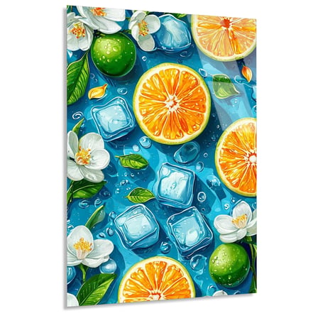 Portakal Buz Küpleri Cam Tablo 35x50 cm