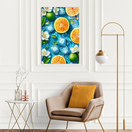 Portakal Buz Küpleri Cam Tablo 35x50 cm