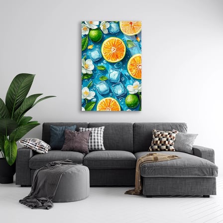 Portakal Buz Küpleri Cam Tablo 35x50 cm