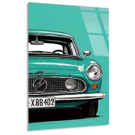 Turkuaz Klasik Araba Cam Tablo 35x50 cm