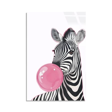 Sakız Şişiren Zebra Cam Tablo 35x50 cm