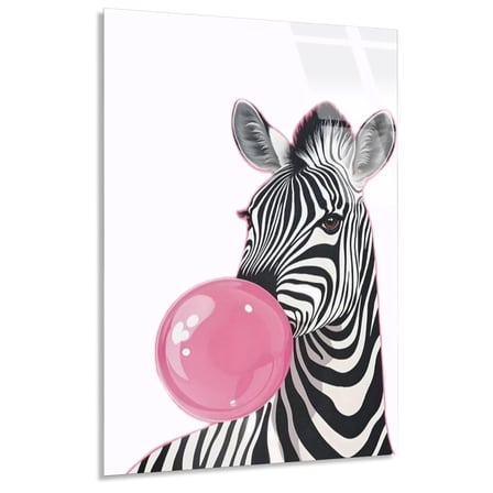 Sakız Şişiren Zebra Cam Tablo 35x50 cm