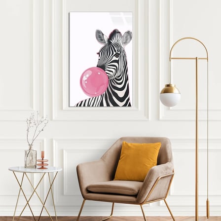 Sakız Şişiren Zebra Cam Tablo 35x50 cm
