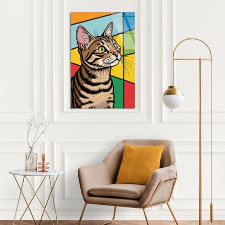 Pop Art Tekir Kedi Cam Tablo 35x50 cm
