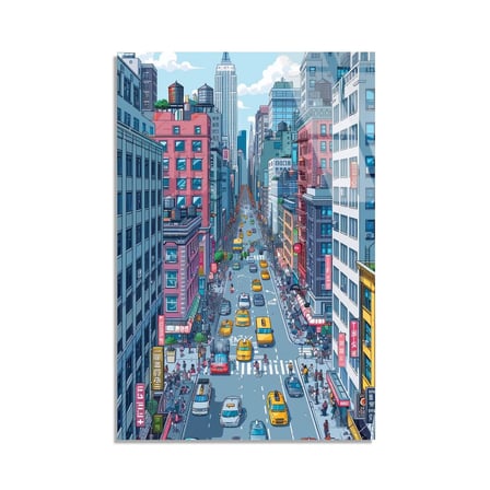 New York Caddesi Cam Tablo 35x50 cm