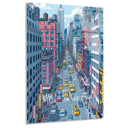 New York Caddesi Cam Tablo 35x50 cm