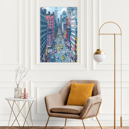 New York Caddesi Cam Tablo 35x50 cm