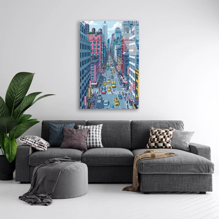 New York Caddesi Cam Tablo 35x50 cm